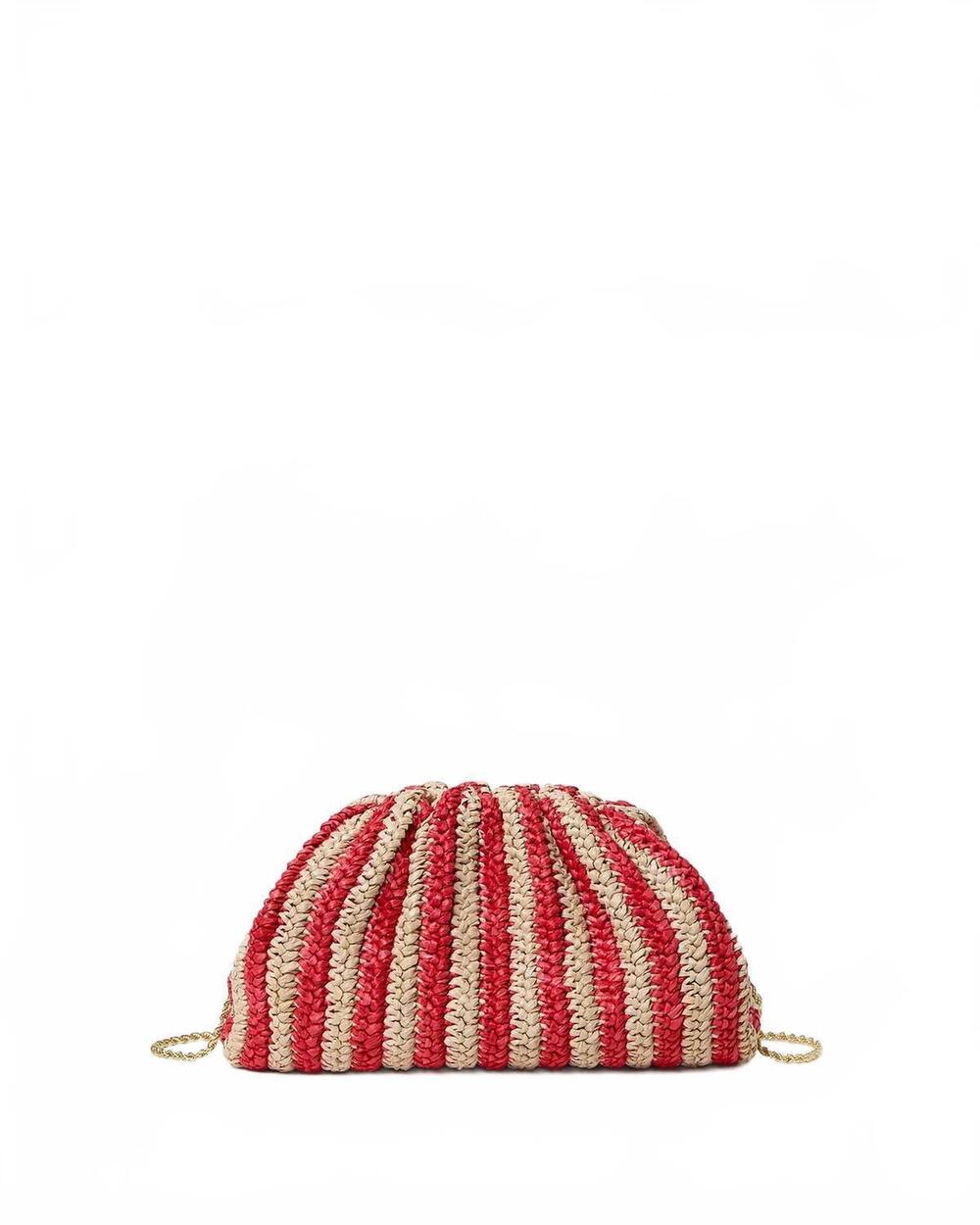 NEW LOEFFLER RANDALL women's bailey crochet clutch bag in red/natural